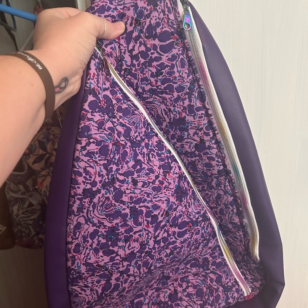 Purple and Pink Patterned Women's sling backpack